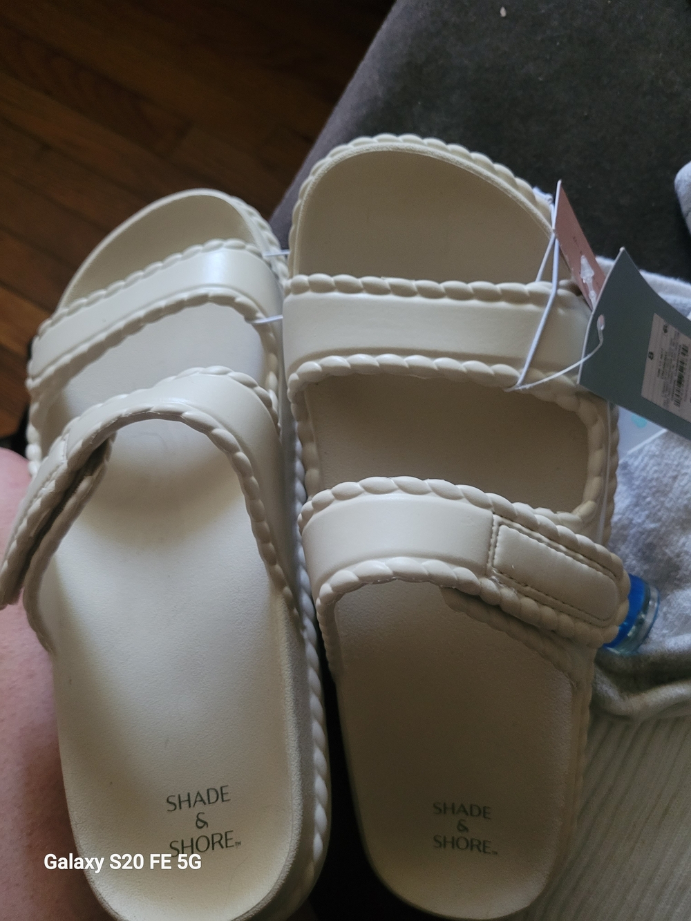 Shade & Shore Ivory Braided Double-Strap Slide Sandals